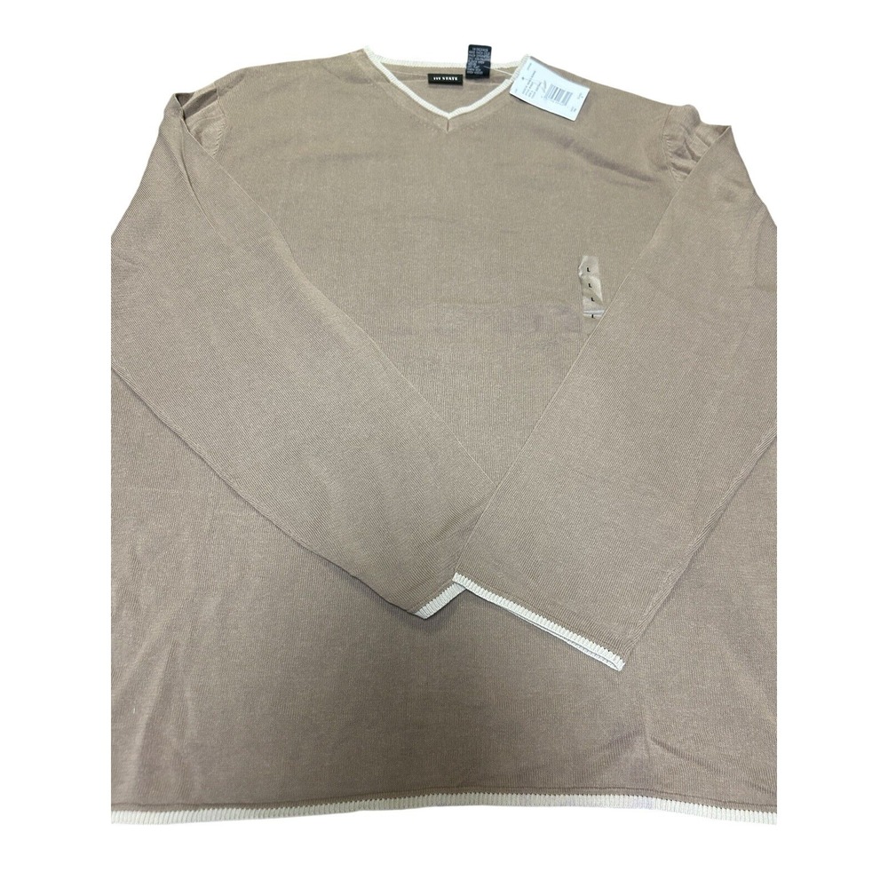 111 State V-Neck Sweater Lightweight - Tan Brown - Men's‎ Large